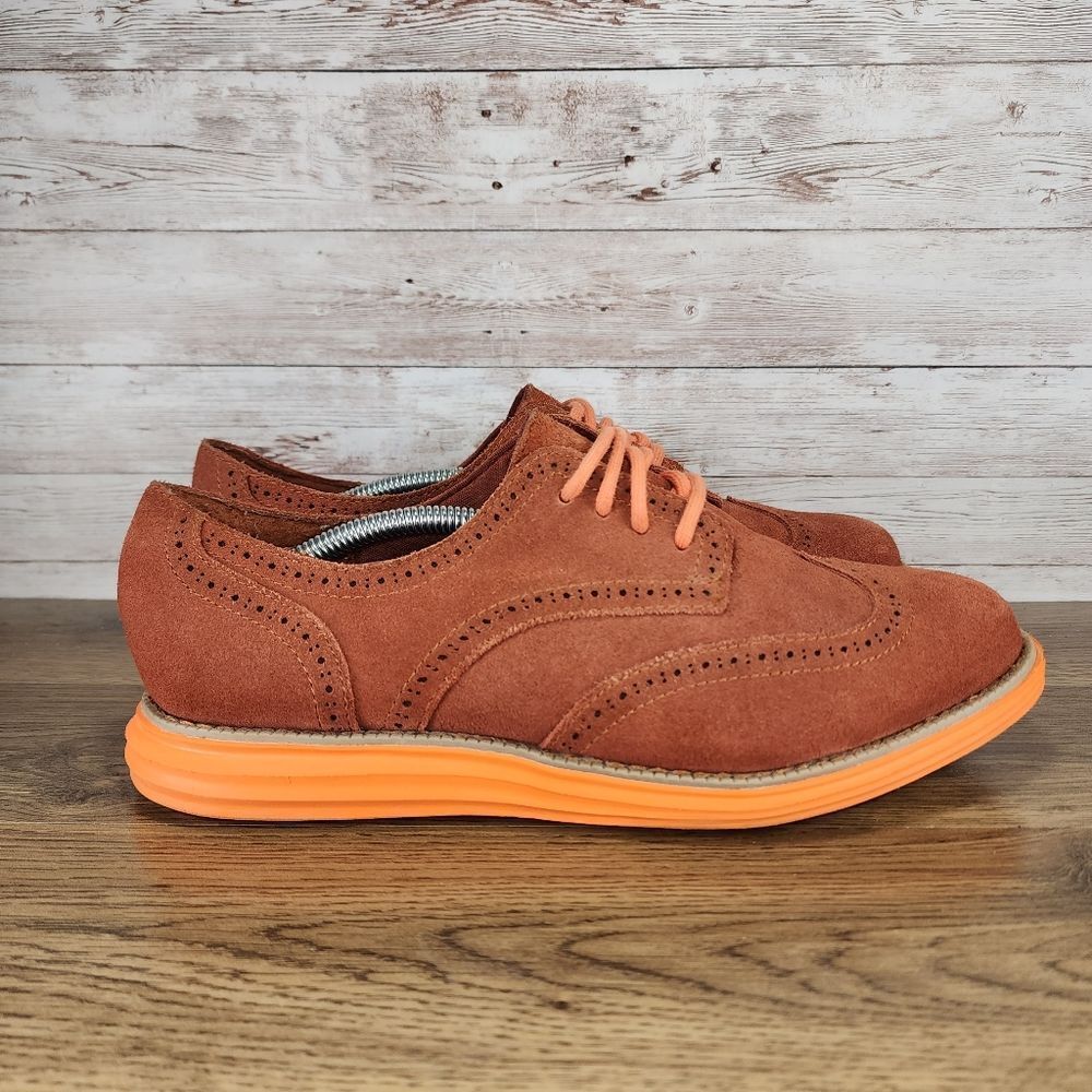 Skechers Womens Groovelite Burgundy Orange Wingtip oxfords size 10